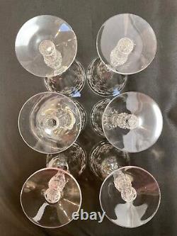 6 Vintage Etched Optic Crystal Wine Goblets Fostoria Navarre Water Goblets