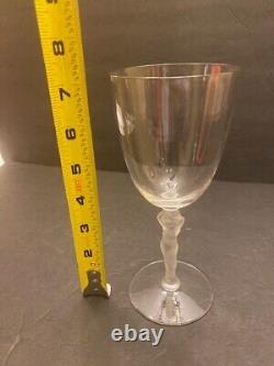 6 Vintage Frosted Stem Crystal Draped Female Tiffin Franciscan Goblet Glasses