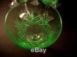 6 Vintage Holmegaard Cut Crystal Else White Wine Glasses Uranium UV Glow