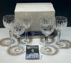 6 Vintage Waterford Crystal Kildare Wine Hock Glasses In Original Box