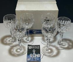 6 Vintage Waterford Crystal Kildare Wine Hock Glasses In Original Box