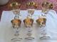 6 Vtg Imperial Hand Made Crystal Footed Gold Etched Glasses Made In Italy