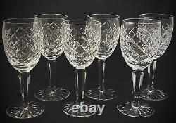 (6) Waterford COMERAGH (Cut) 5 5/8 Claret WINE Glasses Cut Foot Old Gothic Font