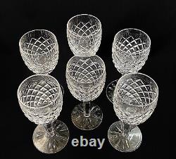 (6) Waterford COMERAGH (Cut) 5 5/8 Claret WINE Glasses Cut Foot Old Gothic Font