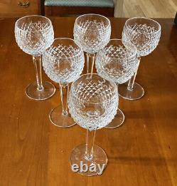 6 Waterford Crystal ALANA 7-1/2 Hock Wine Glasses Made In Ireland? Ret. $72.21