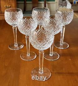 6 Waterford Crystal ALANA 7-1/2 Hock Wine Glasses Made In Ireland? Ret. $72.21