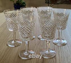 6 Waterford Crystal Alana Large 7 Water Goblets Wine Glasses All Excellent