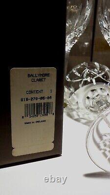 6 Waterford Crystal Ballymore Claret Wine Glasses (1992-2017) 5 In Original Box
