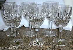 6 Waterford Crystal KILDARE 7 Water Goblets Wine Glasses Labels Old Mark 12 Av