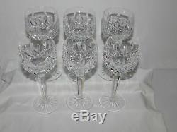 6 Waterford Crystal Lismore 7 3/8 Hock Wine Glasses Goblets