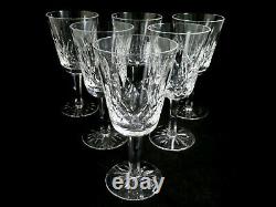 6 Waterford Crystal White Wine Goblets Glasses 5 1/2 Lismore old mark IRELAND
