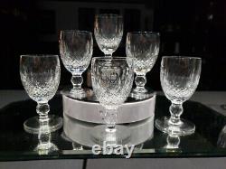 (6) White Wine Goblets 4 oz Glasses 4-1/2 Crystal Old signed Waterford Colleen