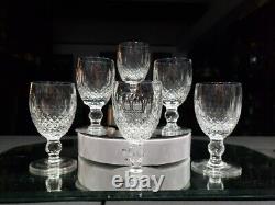 (6) White Wine Goblets 4 oz Glasses 4-1/2 Crystal Old signed Waterford Colleen