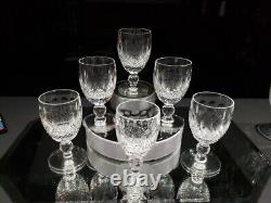 (6) White Wine Goblets 4 oz Glasses 4-1/2 Crystal Old signed Waterford Colleen