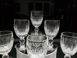 (6) White Wine Goblets 4 oz Glasses 4-1/2 Crystal Old signed Waterford Colleen