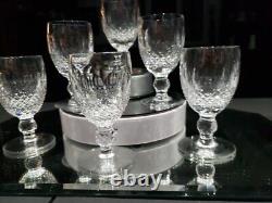 (6) White Wine Goblets 4 oz Glasses 4-1/2 Crystal Old signed Waterford Colleen