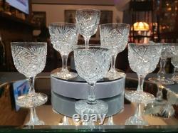 6 Wine Glasses 4-5/8 American Brilliant Period Cut Glass Crystal Hoare Monarch