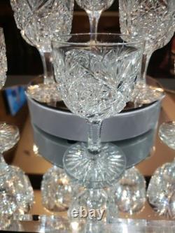 6 Wine Glasses 4-5/8 American Brilliant Period Cut Glass Crystal Hoare Monarch