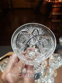 6 Wine Glasses 4-5/8 American Brilliant Period Cut Glass Crystal Hoare Monarch