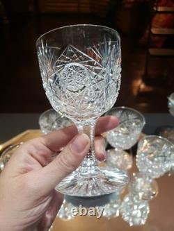 6 Wine Glasses 4-5/8 American Brilliant Period Cut Glass Crystal Hoare Monarch