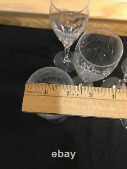 (6) Wine Goblets Glasses GORHAM Diamond Clear Wedge Cut Crystal Laced Edge