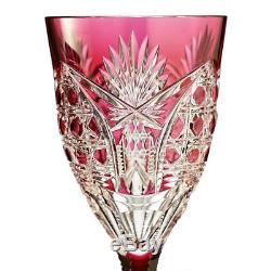 6 c. 1960s Val St. Lambert Richepin Saarlouis overlay crystal wine hock glasses