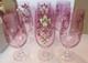 6 elegant purple crystal wine glasses high relief hand painted w inlay flowers