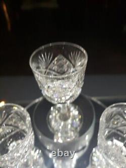 6 wine glasses, American Brilliant Period Cut Glass Crystal Checkerboard Fan geo