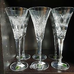 6 x Waterford Crystal Millenium Toasting Champagne Flutes Glasses Peace Health