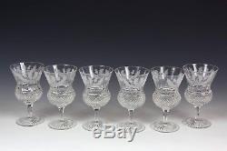 6X GENUINE Edinburgh Crystal Thistle Wine Water Glasses 5 in. 1st Quality Signed