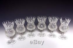 6x EDINBURGH CRYSTAL THISTLE LARGE WATER / WINE GOBLETS FIRST QUALITY & SIGNED
