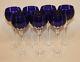7 Ajka Hungary Albinka / Castille Cobalt Blue 8-1/4 Inch Wine Hocks Glasses
