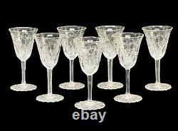 7 Antique Continental Rock Crystal Cut Glass Sherry Wine Goblets