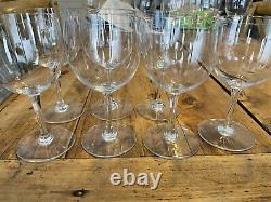 7 Baccarat Crystal Water Wine Glass, Montaigne Non-optic Pattern, France 6 3/8