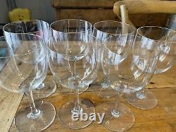7 Baccarat Crystal Water Wine Glass, Montaigne Non-optic Pattern, France 6 3/8