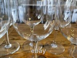 7 Baccarat Crystal Water Wine Glass, Montaigne Non-optic Pattern, France 6 3/8