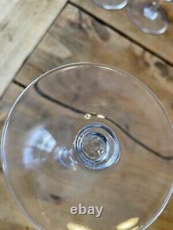 7 Baccarat Crystal Water Wine Glass, Montaigne Non-optic Pattern, France 6 3/8