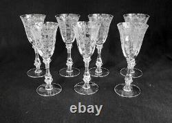7 Cambridge Rose Point Wine Glasses 5 7/8 Tall Beautiful Condition! Stem 3121