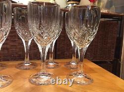 7 Gorham Lady Anne Signature Crystal Wine Glasses Set 8 Clear Cross Cut Etch