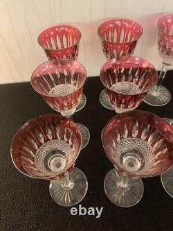 7 Red Wine Glasses Model Tommy Crystal Saint Louis (Price Per Unit) Model 10