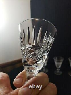 7 Waterford Crystal Tramore Wine Glasses Gothic Etching Nice Condition