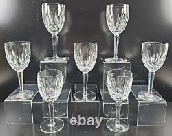 7 Waterford Kildare Claret Wine Glasses Set Crystal Clear Cut Etch Stemware Lot