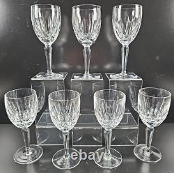 7 Waterford Kildare Claret Wine Glasses Set Crystal Clear Cut Etch Stemware Lot