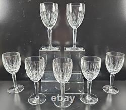 7 Waterford Kildare Claret Wine Glasses Set Crystal Clear Cut Etch Stemware Lot