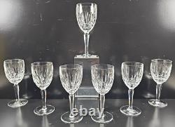 7 Waterford Kildare Claret Wine Glasses Set Crystal Clear Cut Etch Stemware Lot