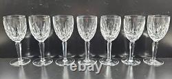 7 Waterford Kildare Claret Wine Glasses Set Crystal Clear Cut Etch Stemware Lot