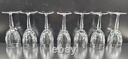 7 Waterford Kildare Claret Wine Glasses Set Crystal Clear Cut Etch Stemware Lot