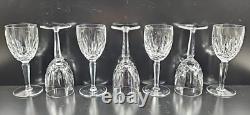 7 Waterford Kildare Claret Wine Glasses Set Crystal Clear Cut Etch Stemware Lot