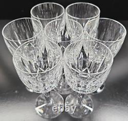 7 Waterford Kildare Claret Wine Glasses Set Crystal Clear Cut Etch Stemware Lot