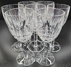 7 Waterford Kildare Claret Wine Glasses Set Crystal Clear Cut Etch Stemware Lot